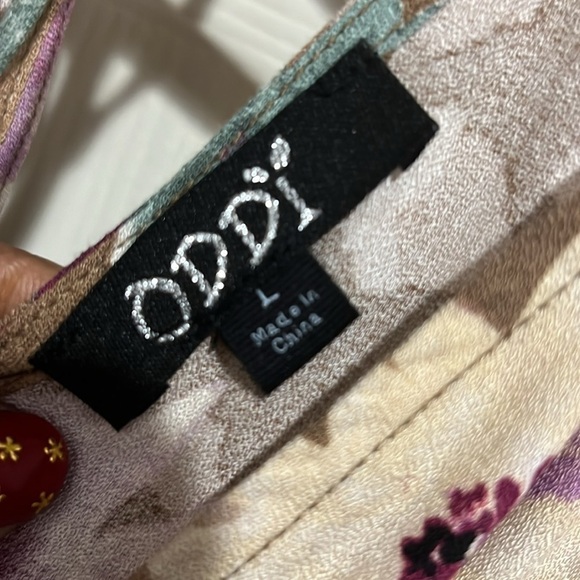 ODDY maxi dress size Medium floral Tan v neck with Splits Size Large - Picture 3 of 8